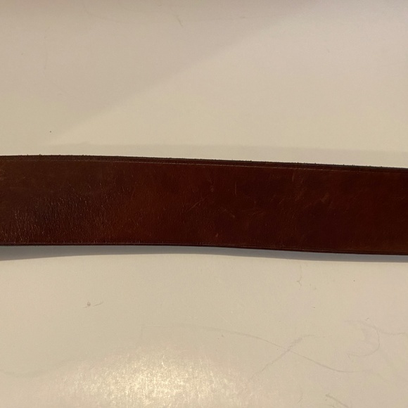 RALPH LAUREN Brown Leather Engraved Brass Buckle Belt Size 36/90 Made In 1967. main image 10